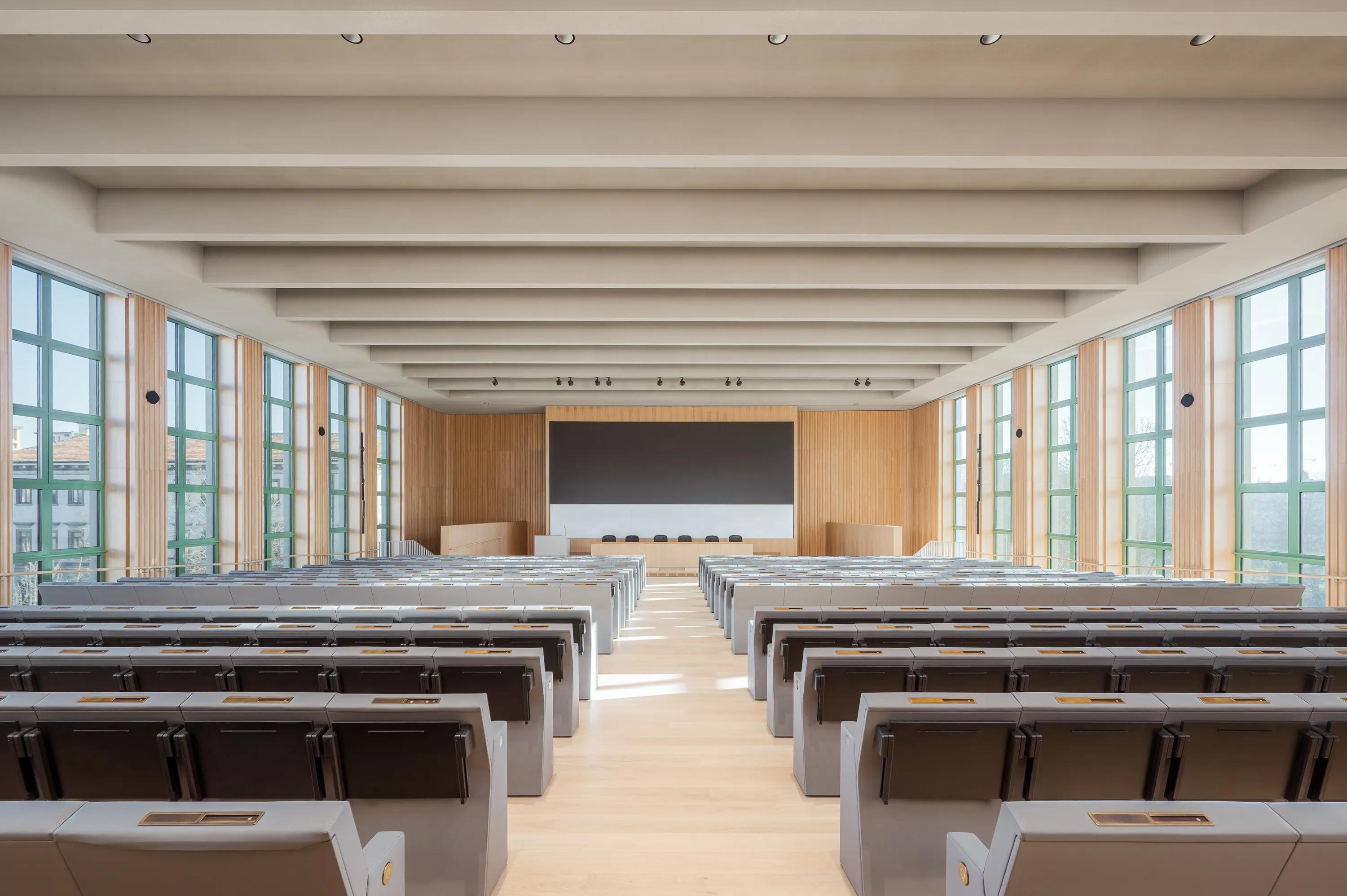 Acoustic ceiling design example - faux beam