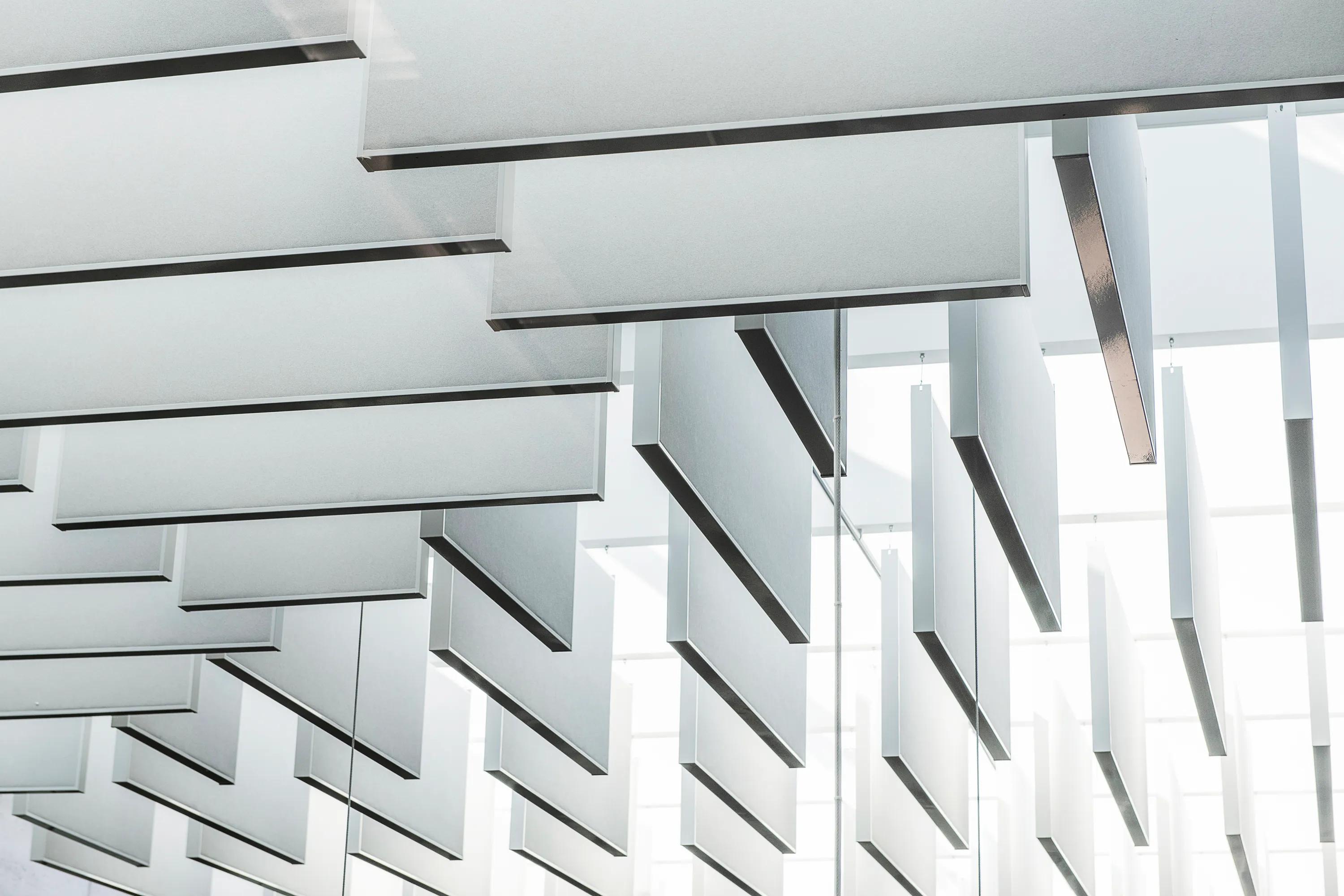 A Rockfon Chicago Metallic suspended ceiling grid.