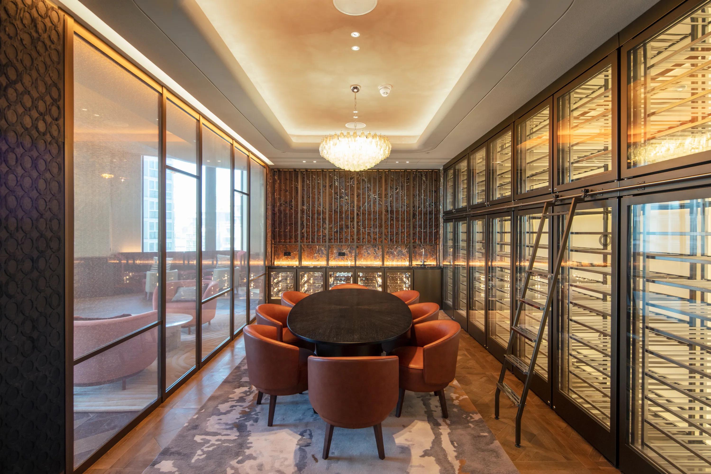 An illuminated acoustic tray ceiling in restaurant design