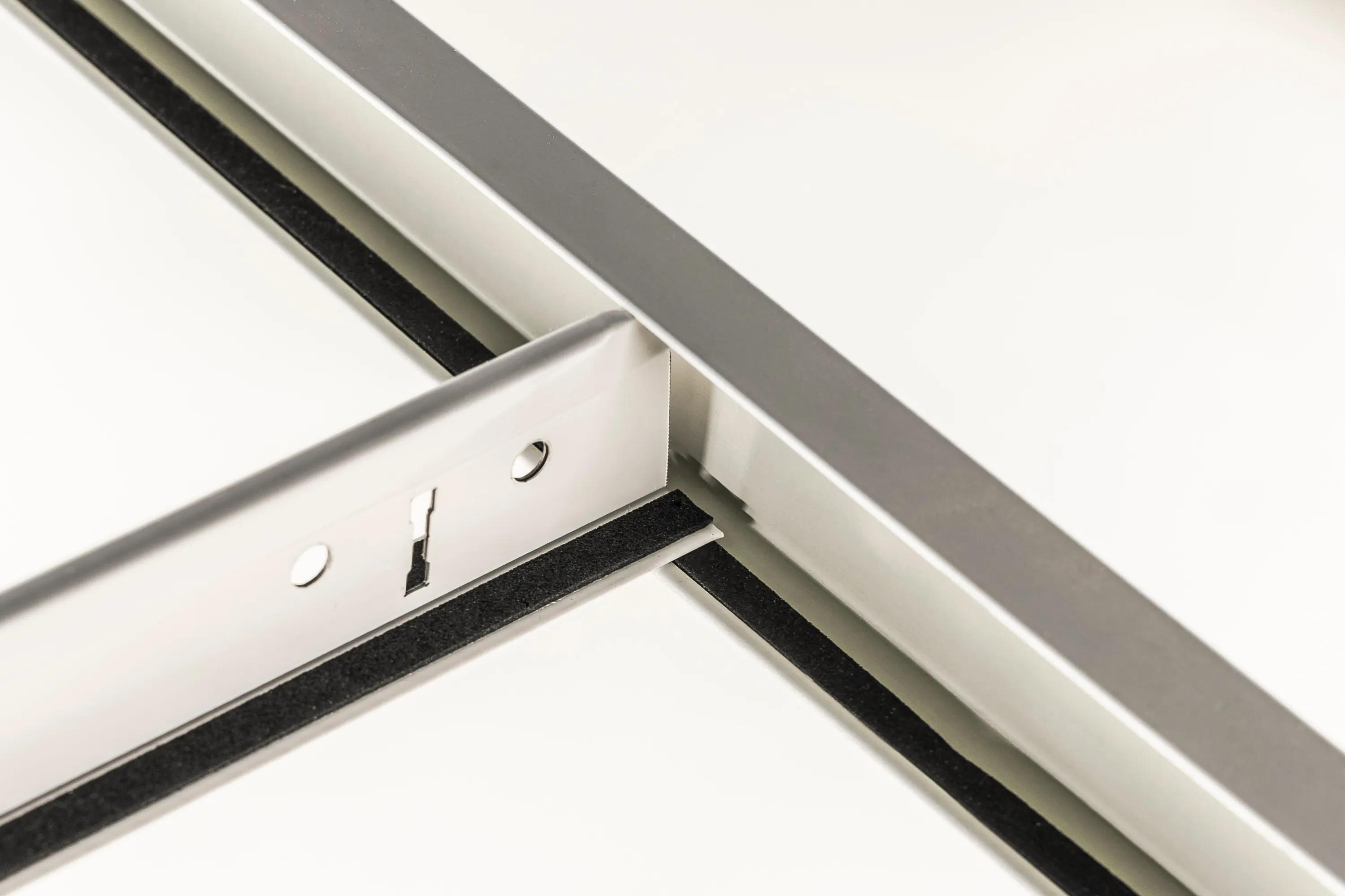 View of Chicago Metallic T24 Click D2890 Gasket, ECR Class D corrosion resistant ceiling grid with a pre-applied integrated air sealing foam gasket.
