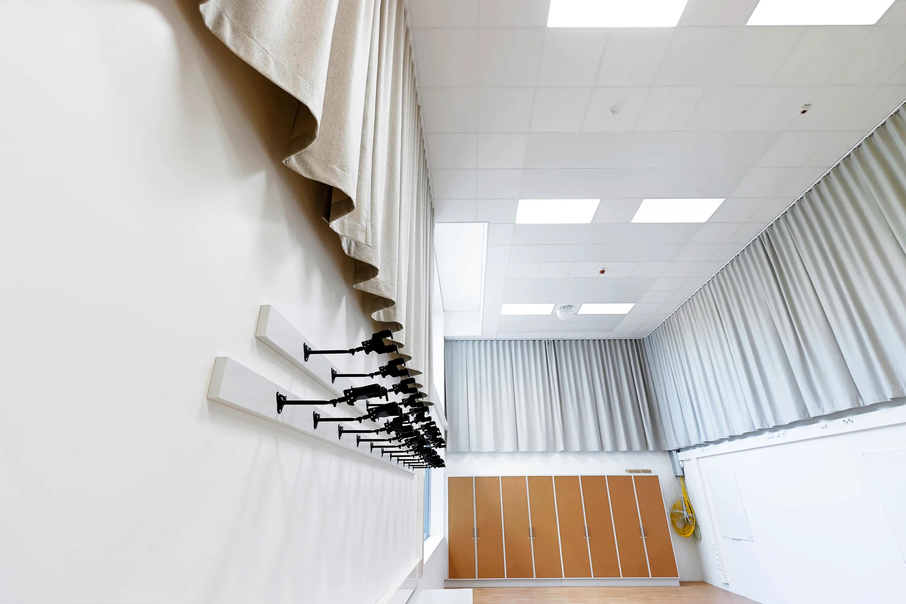 music room white acoustic ceiling tiles