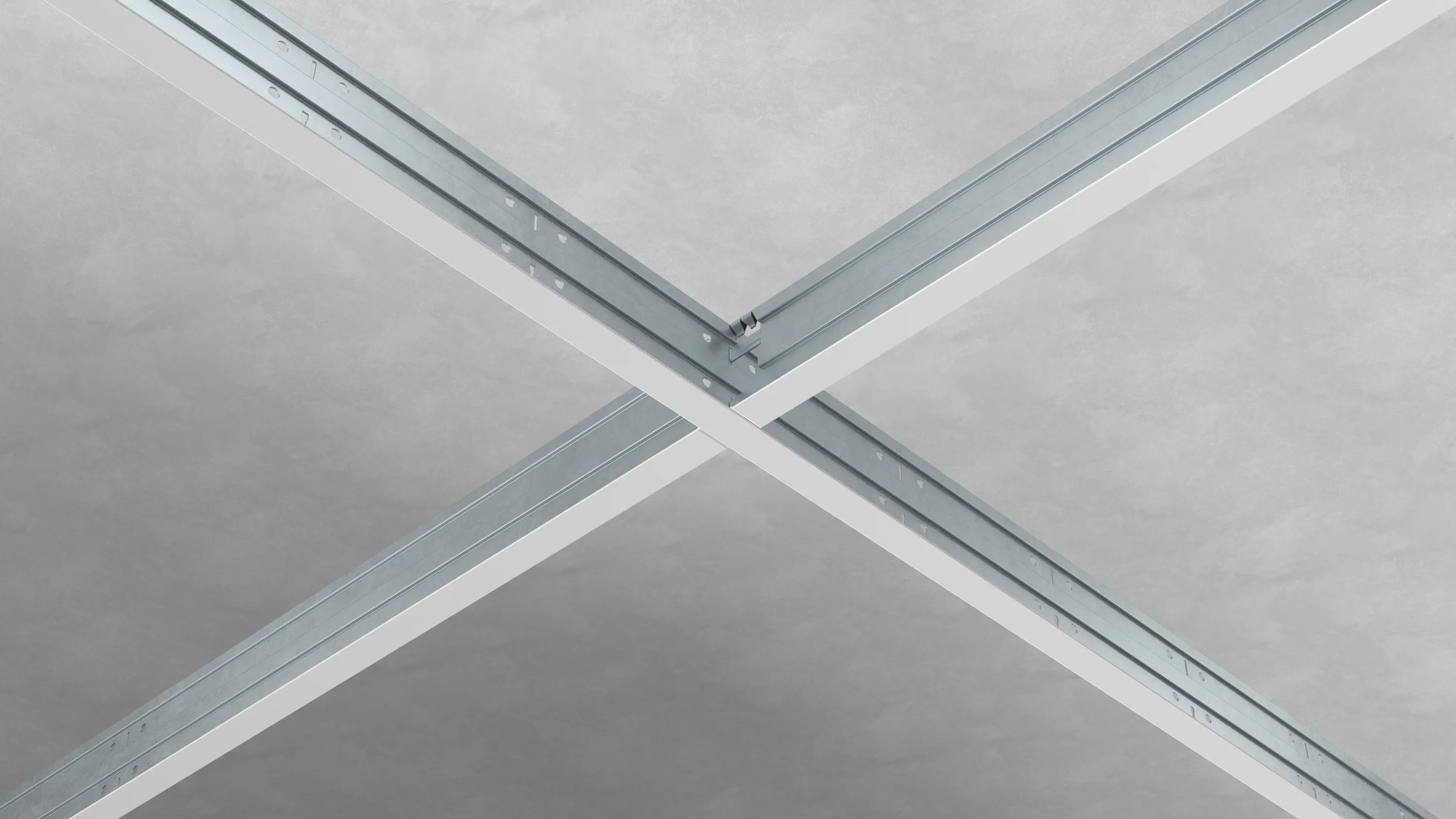 A data centre with optimised acoustics using sound insulation ceiling tiles and a ceiling grid.