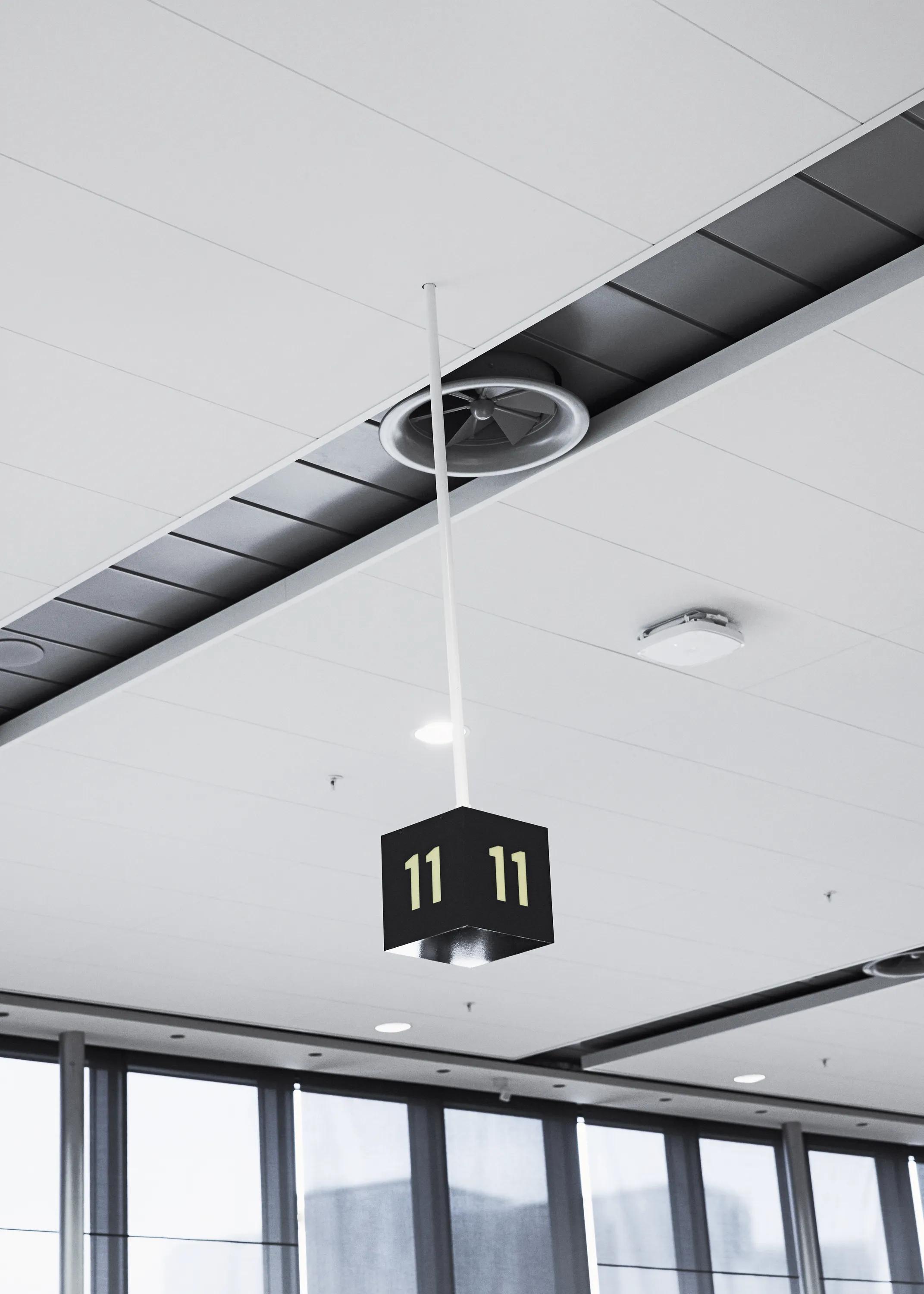 Close-up view of Rockfon acoustic ceiling tiles.