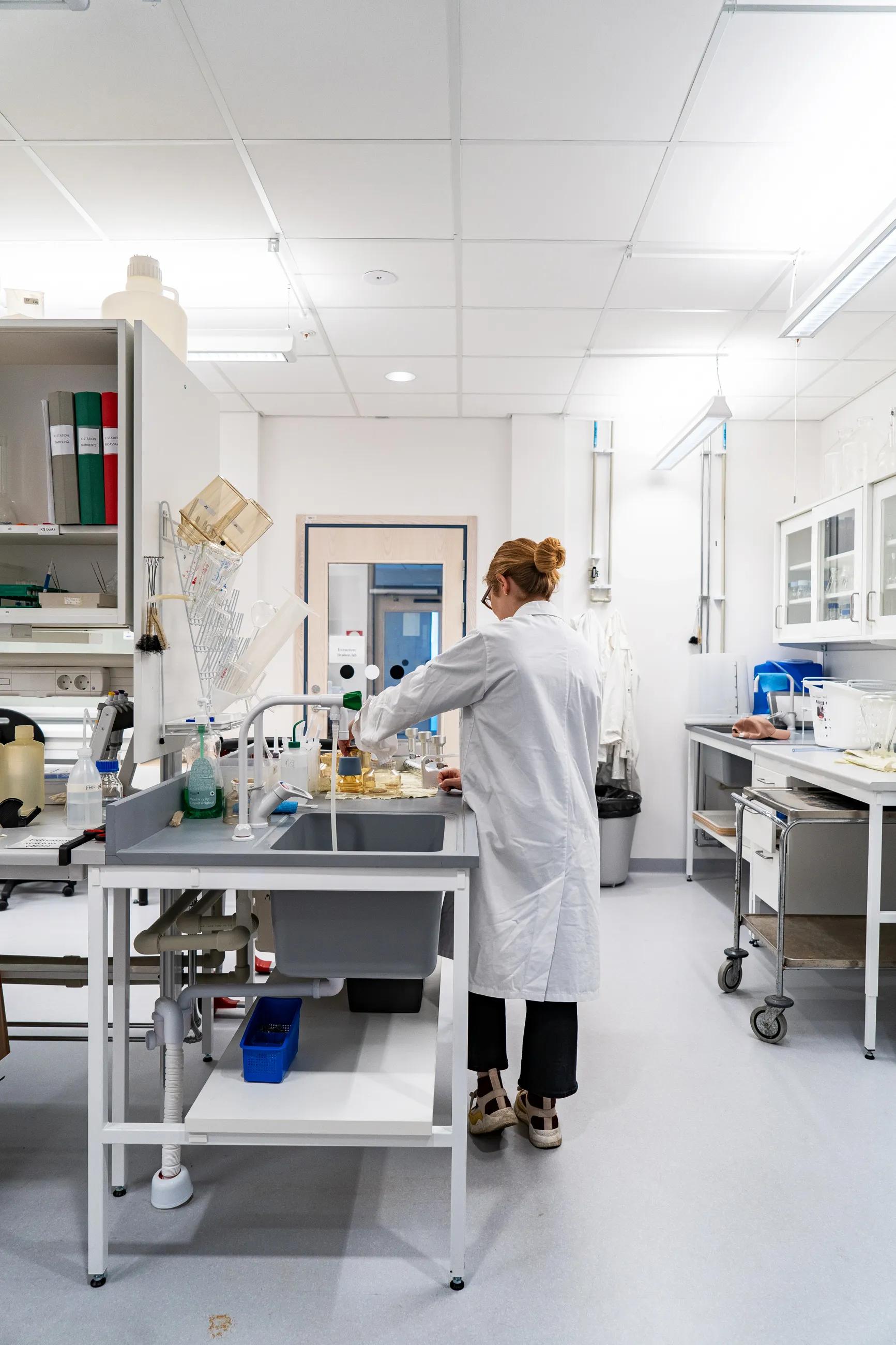 school laboratory with white ceiling tiles