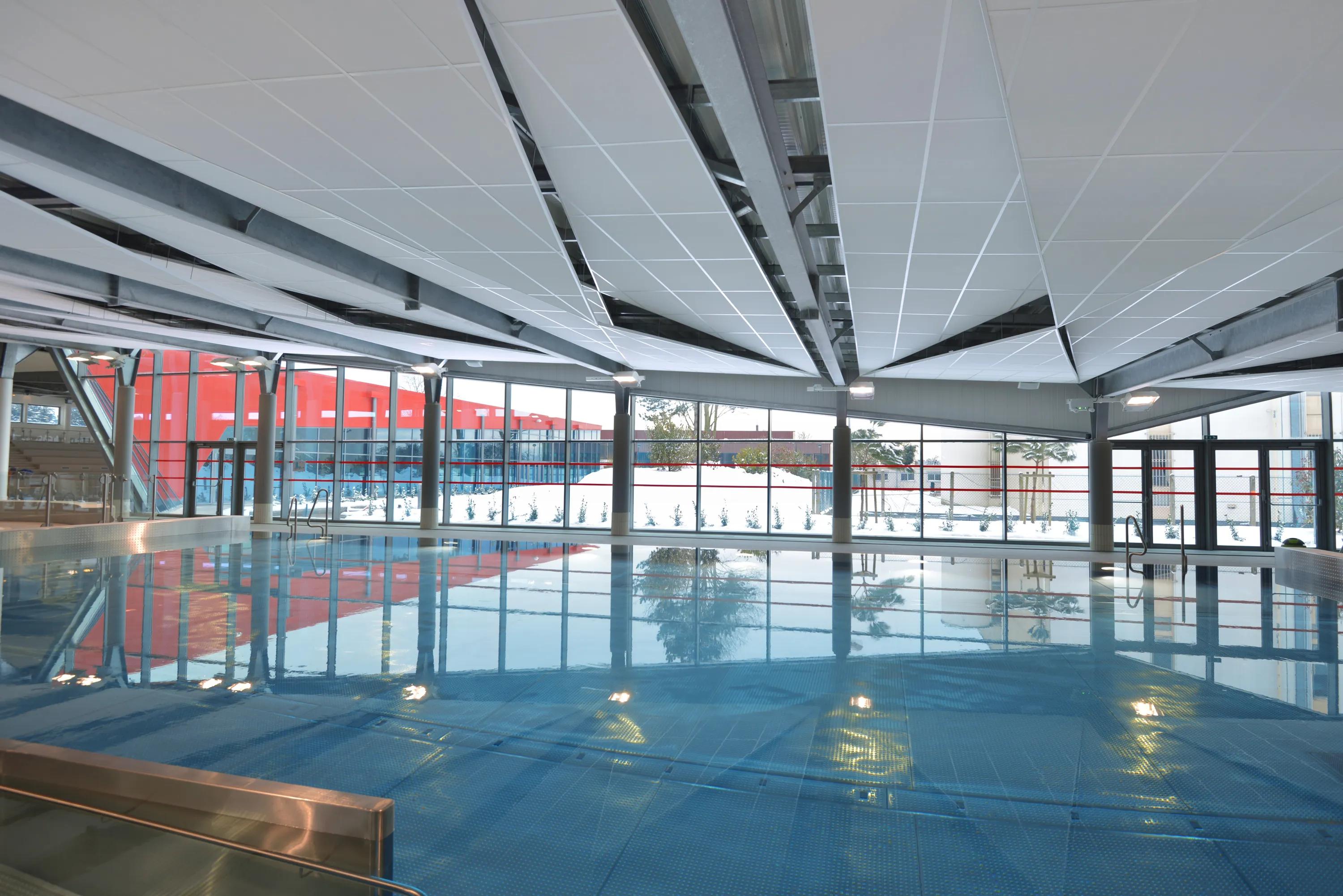 Swimming pool ceiling island design triangular