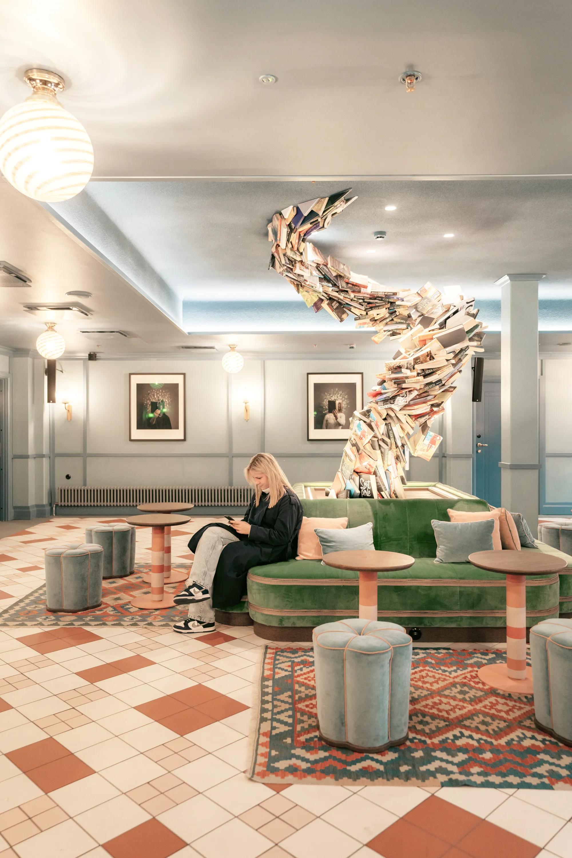 Hotel acoustics optimised with hotel acoustic design and hotel ceiling design.