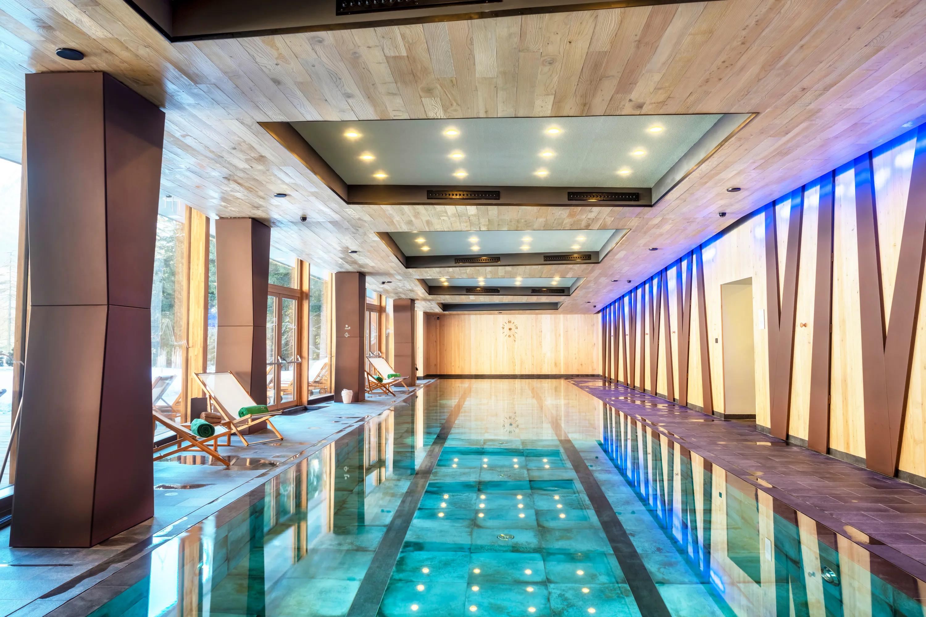 Wellness spa centre acoustics optimised with acoustic ceiling design.