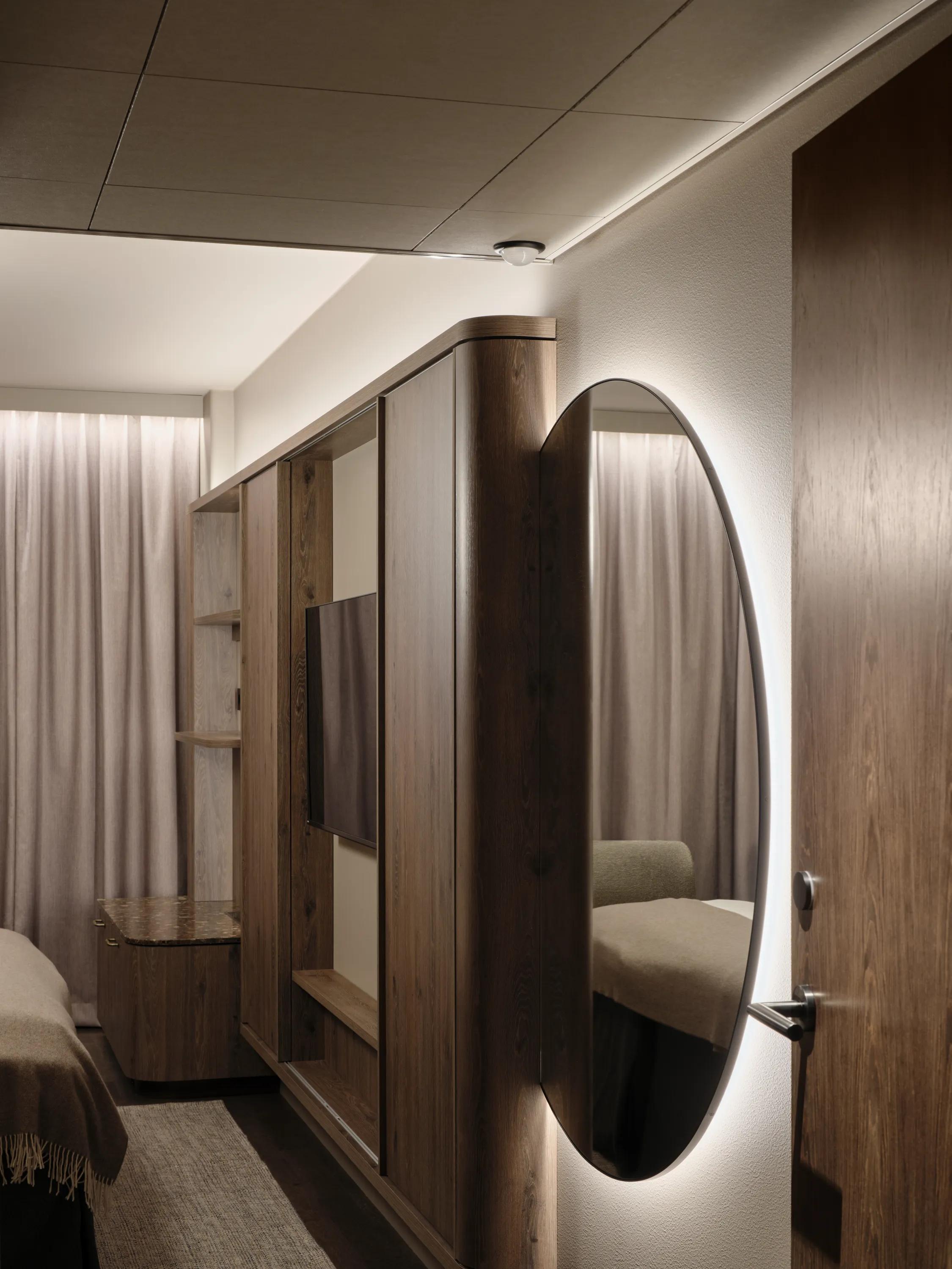 Hotel acoustics optimised with hotel acoustic design and hotel ceiling design.